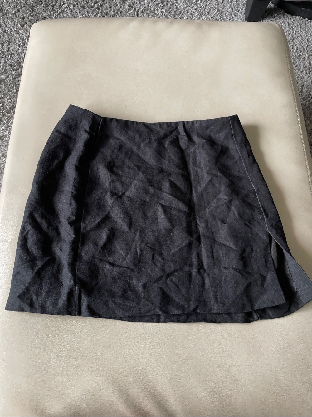 Black Linen Miniskirt